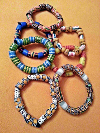 Bracelets made out<br>of glass beads